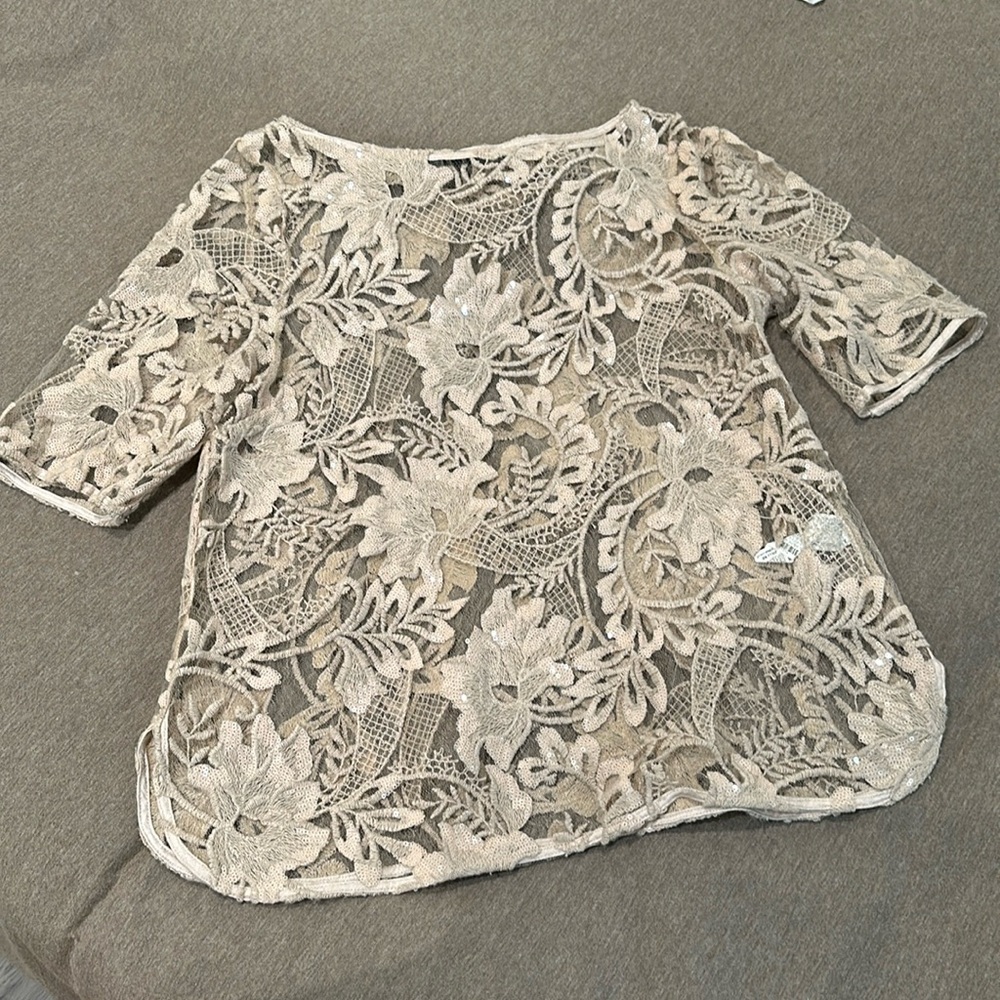 Zara Sequin Lace Top